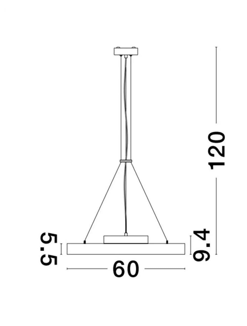 Pendul din Aluminiu Negru H5,5-120xL60cm IP20 40W 4491lm 3000k PERFECT