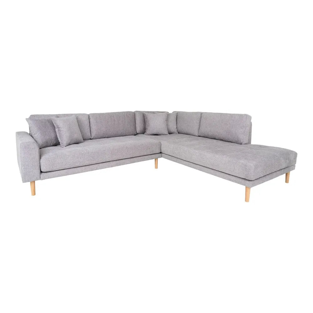 Coltar orientare dreapta cu picioare din Lemn de fag maro tapitat cu Stofa Gri deschis L257xH76cm Lido