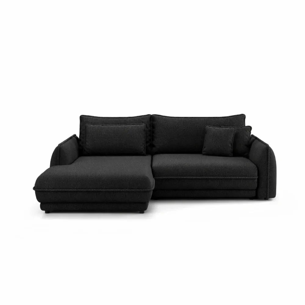 Coltar extensibil din catifea negru Ella I L267x181cm