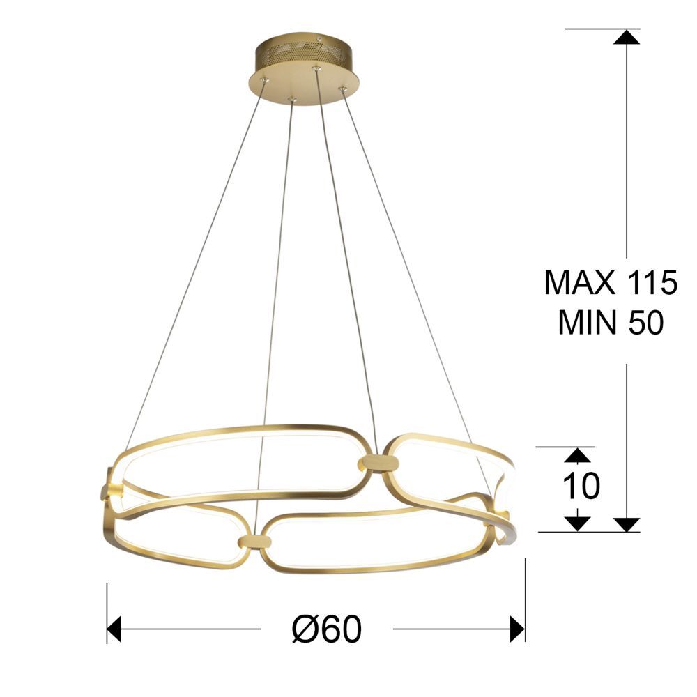 Lustra rotunda cu inaltime reglabila din Aluminiu Rose gold cu LED D60xH115cm Colette