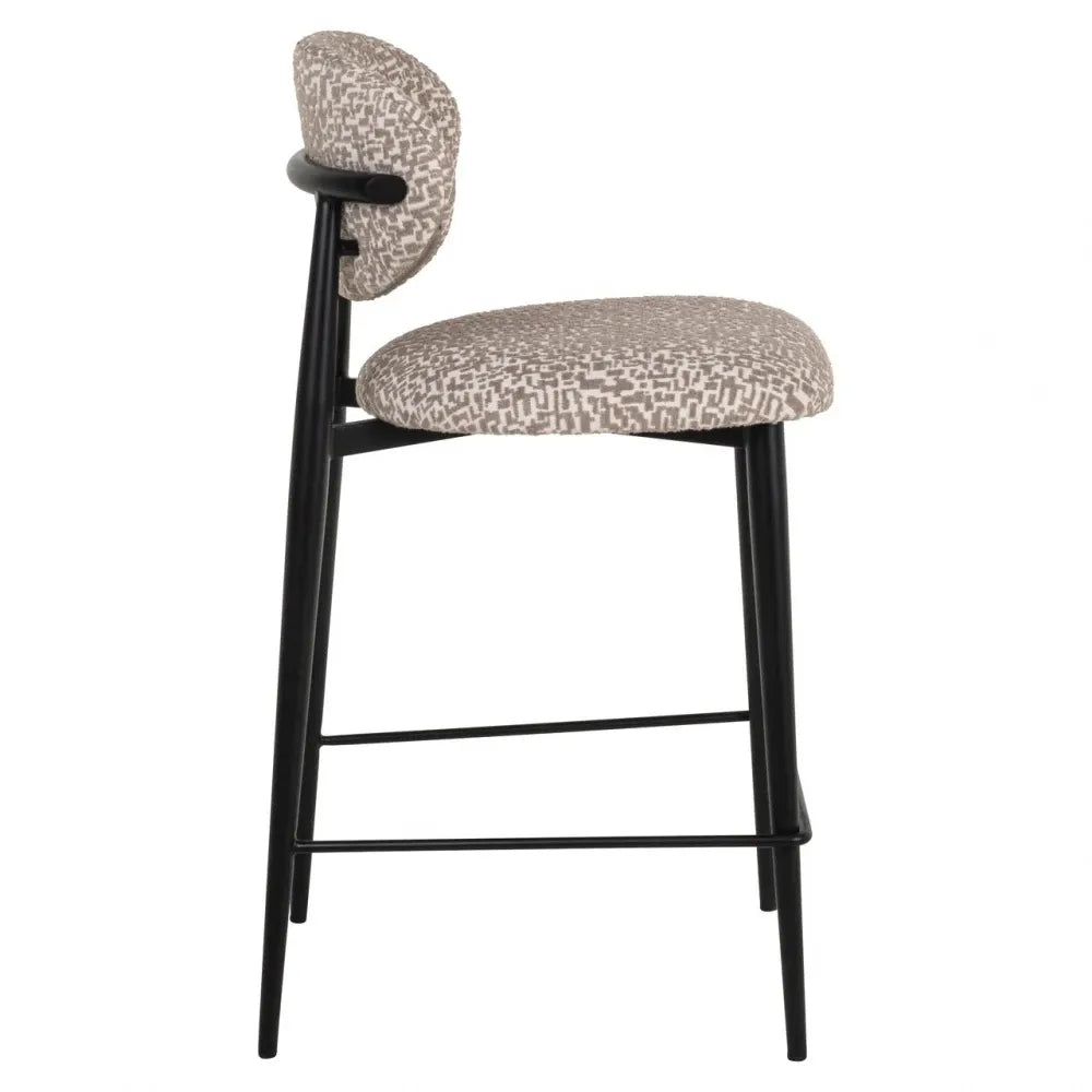 Scaun de insula din Stofa Bej si Metal Negru L46xH95cm Dantes Richmond interiors