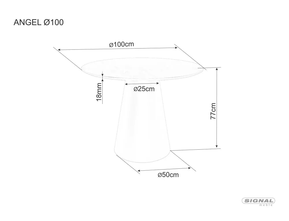 Masa rotunda din MDF+Furnir de stejar Maro si MDF Negru D100xH75cm Angel