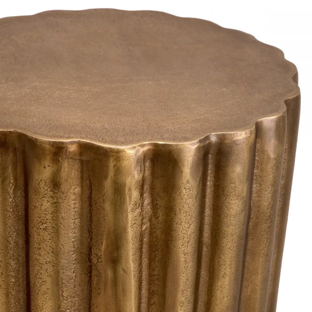 Masuta laterala Rotunda din Aluminiu Alama antichizata D31xH42cm Padua S Eichholtz