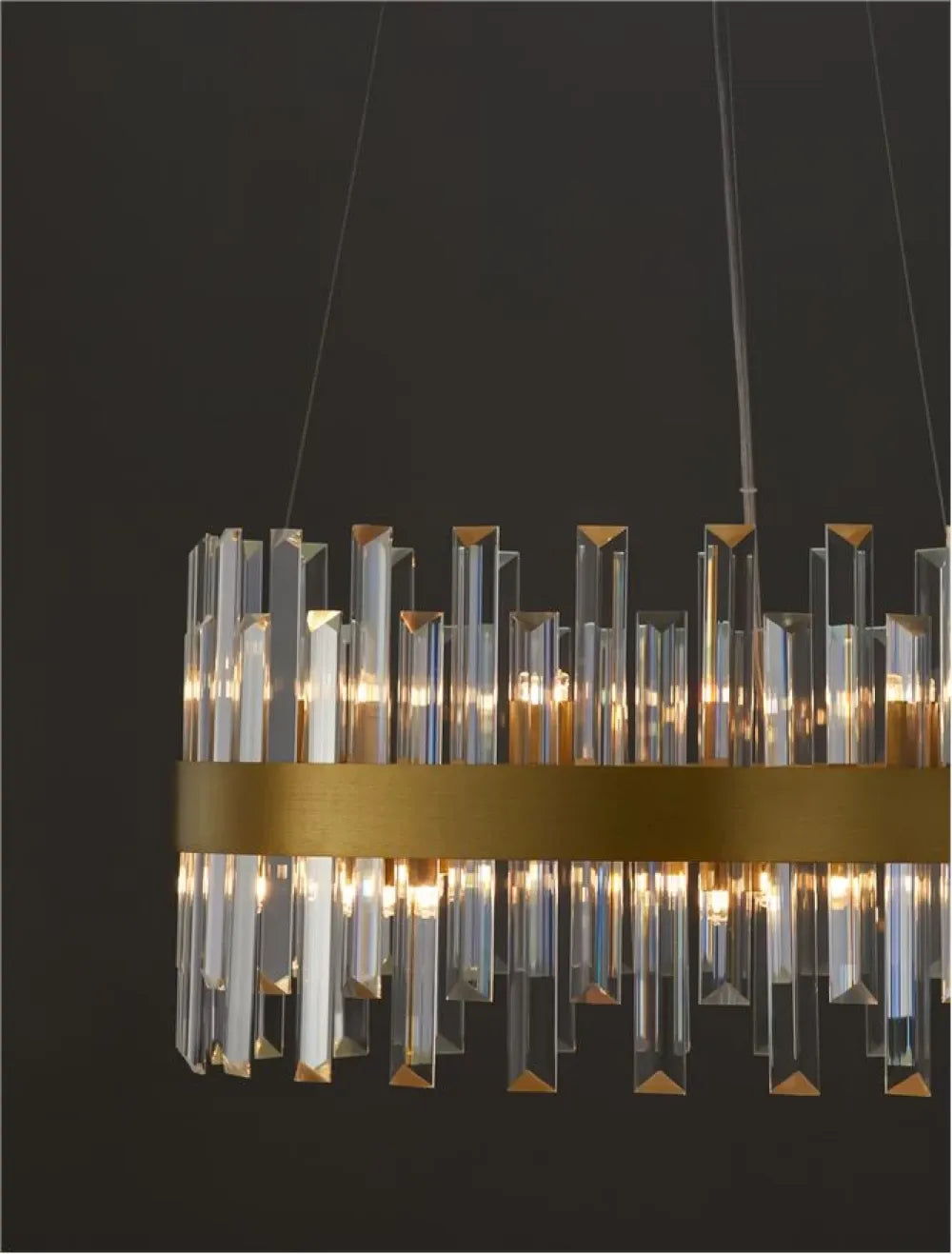 Candelabru structura din Metal Auriu si abajur din Cristal Transparent H120xL55cm IP20 CROWN