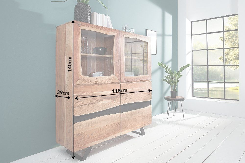 Dulap din Lemn masiv de salcam si Metal Maro/negru Amazonas L118xH140cm