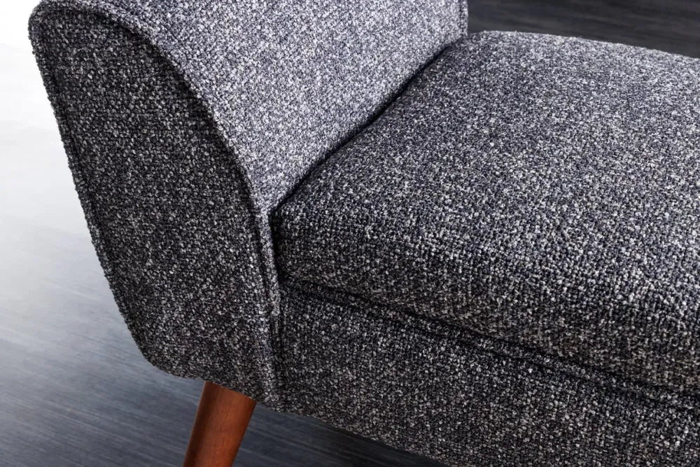 Bancheta din Lemn/Metal Maro/Auriu si Stofa boucle Gri H56xL90cm Scarlett
