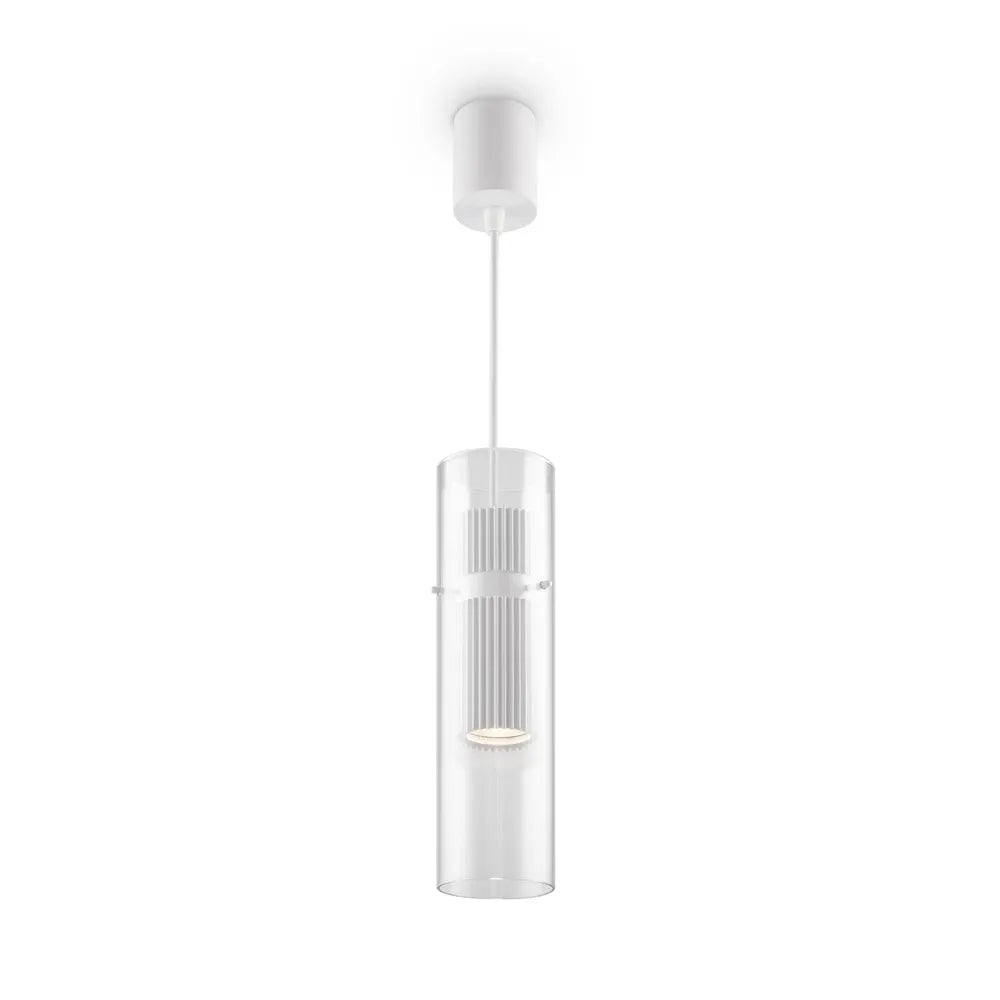 Pendul din Metal si Sticla Alb/Transparent H170xD8cm 50W Dynamics