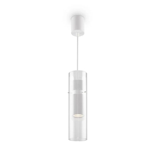 Pendul din Metal si Sticla Alb/Transparent H170xD8cm 50W Dynamics