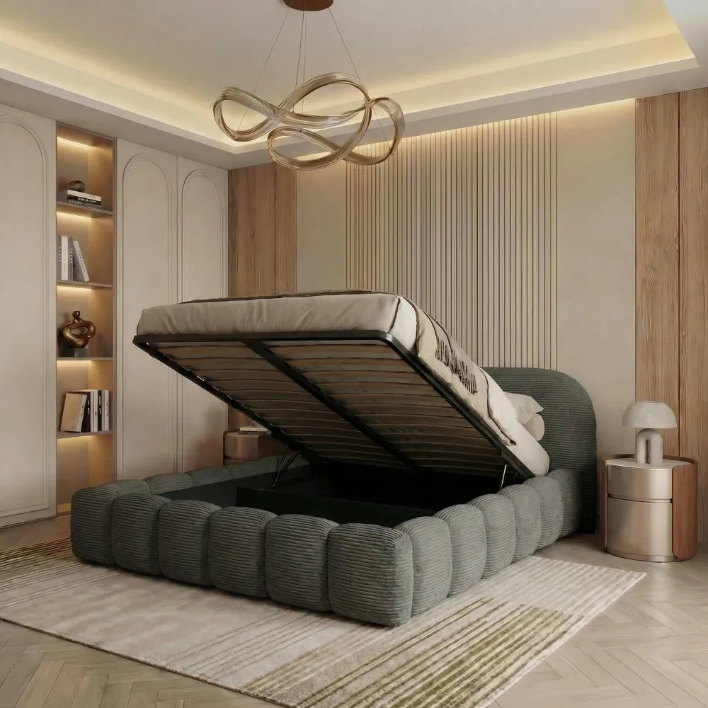 Pat tapitat cu material raiat Gri 160 x 200 Orlando slim