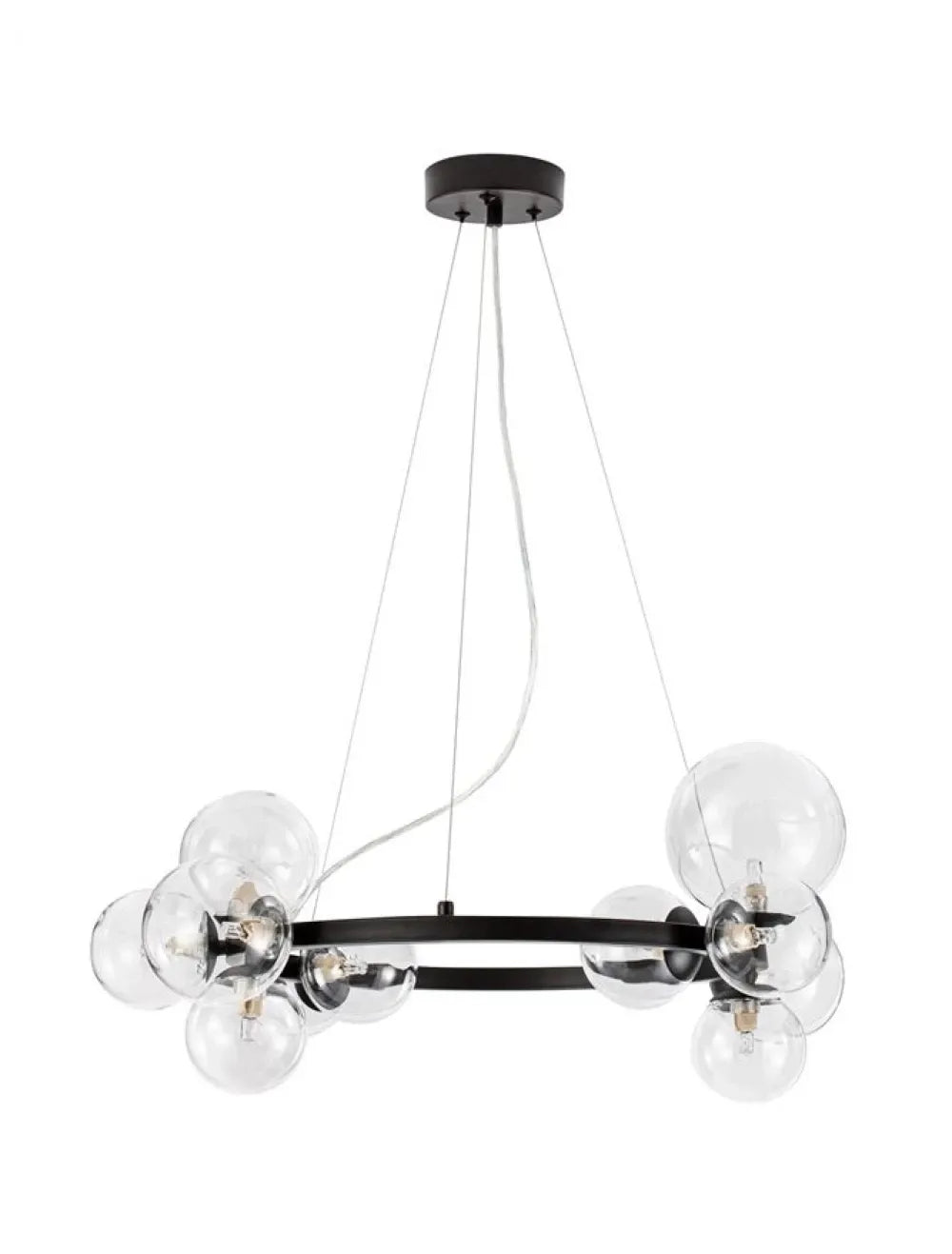 Lustra structura din Metal Negru si abajur din Sticla Transparent H120xL65cm IP20 ODILLIA