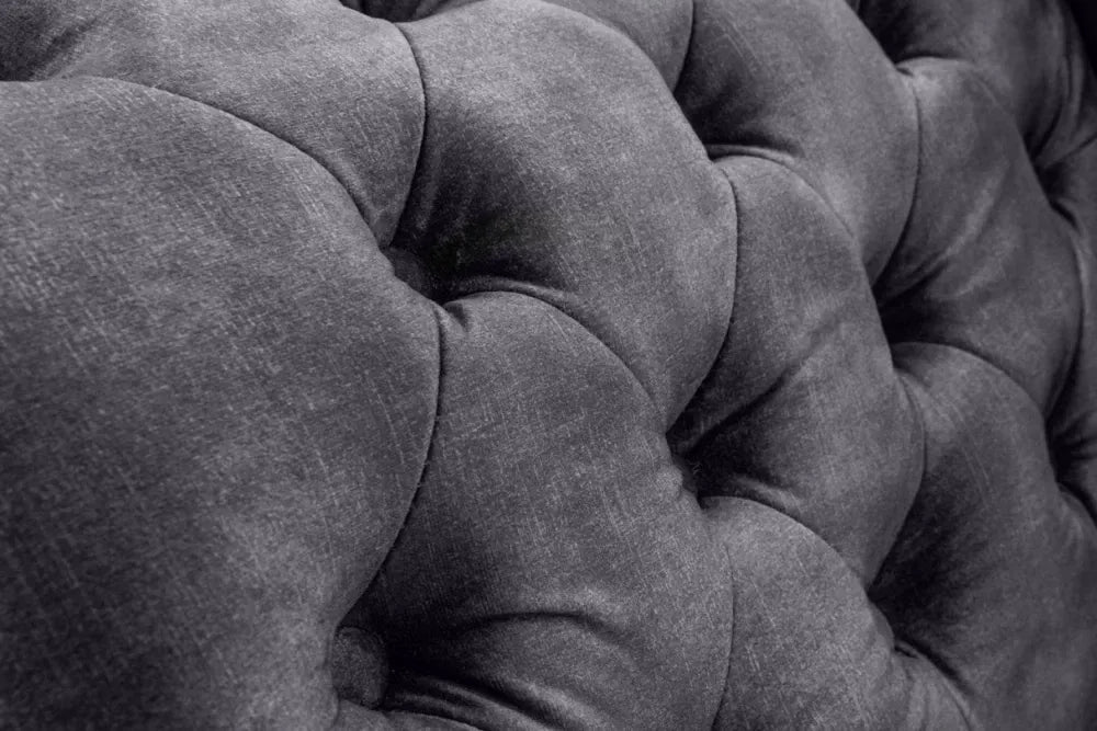 Sezlong tapitat cu Catifea Gri L170cm Chesterfield