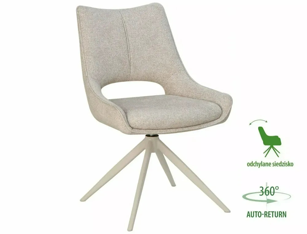 Scaun rotativ din Stofa Leo Bej deschis si Metal Bej H87xL56xA44cm Fino