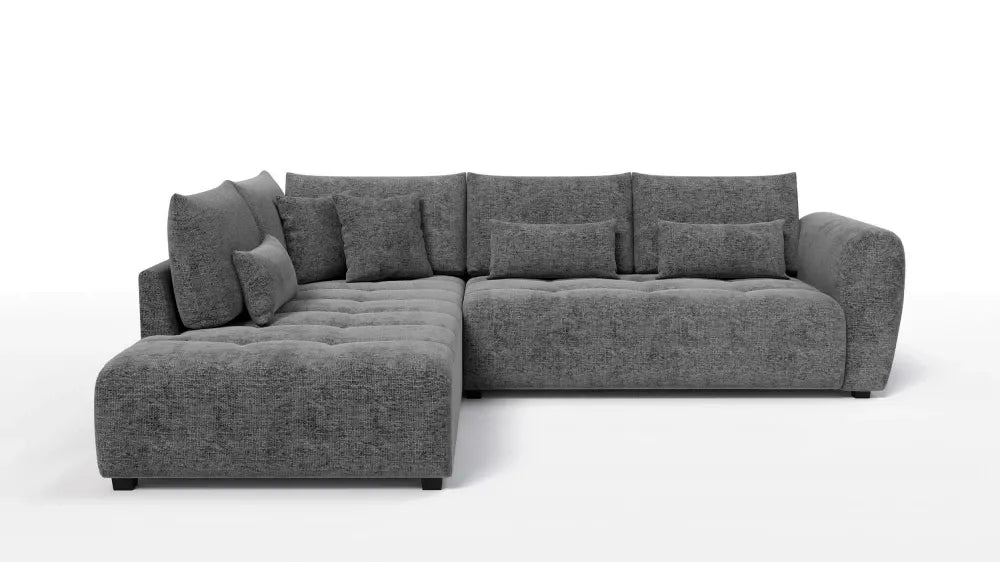 Coltar in forma de L tapitat cu Chenille Gri Sajma 18 L299x234cm Trezzo