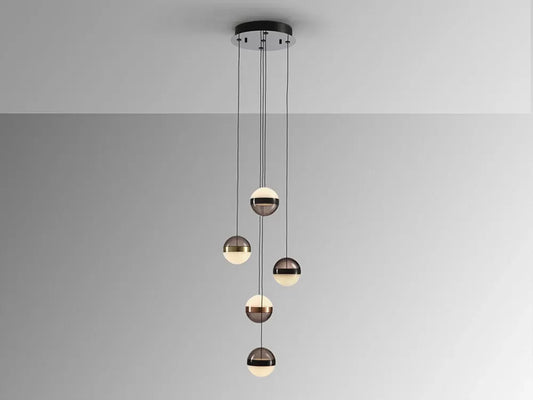 Candelabru din Metal Negru si Policarbonat/Sticla Transparent/Fumuriu H170xD32cm Orbes