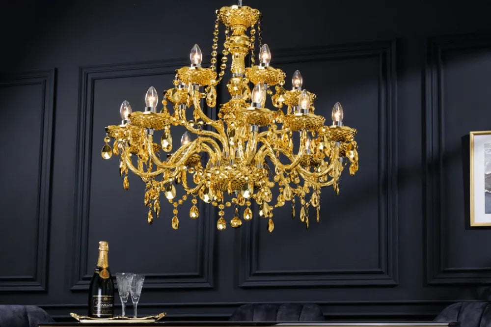 Candelabru din Metal Argintiu si Acrilic Auriu D80xH75cm CRYSTAL