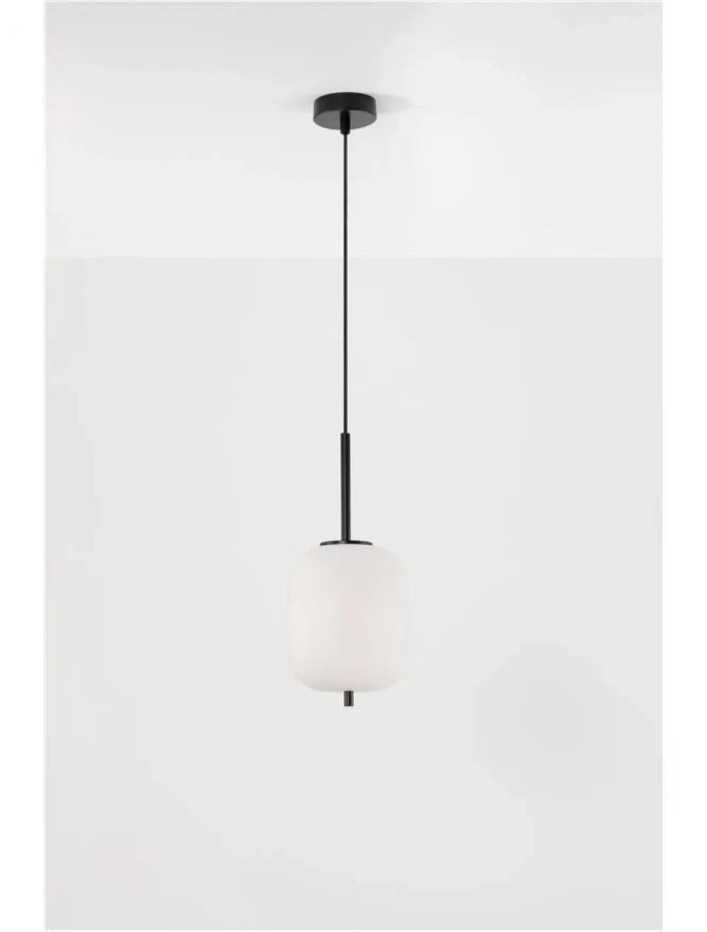 Pendul structura din Metal Negru si abajur din Sticla Alb H120xL16.5cm IP20 LATO