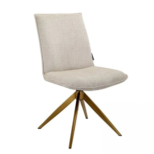 Scaun tapitat cu Chenille Bej cu picioare din Metal Auriu H89xL52xA63cm Dakota Richmond Interiors