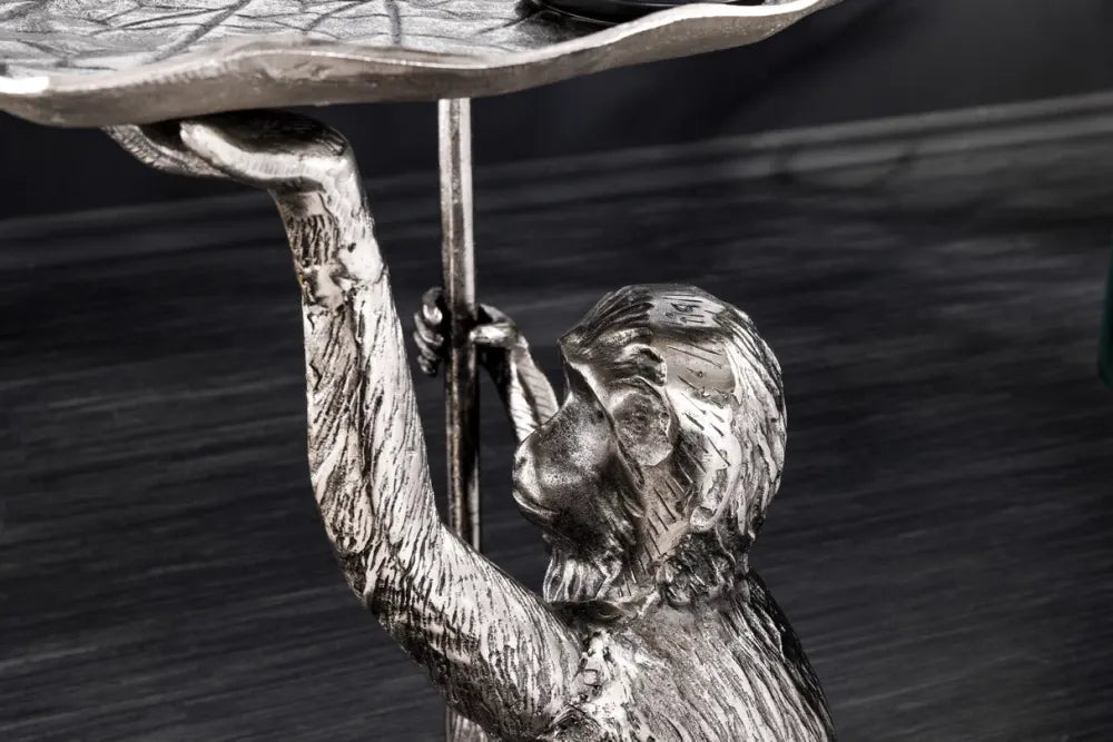 Masuta laterala din Metal Argintiu L55xH55cm Wildlife monkey