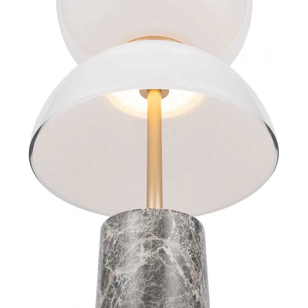 Veioza din Metal/Marmura Auriu/Gri si Abajur din Sticla Alb 11W 500lm 3000k D22xH46cm Kyoto