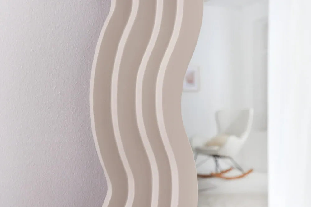 Oglinda cu rama din Poliuretan/MDF Bej H160xL80cm Wave