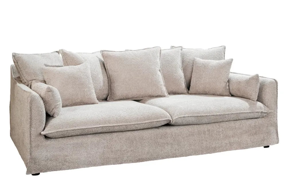 Canapea 3 locuri cu husa detasabila tapitat cu Stofa boucle Bej L200cm Heaven