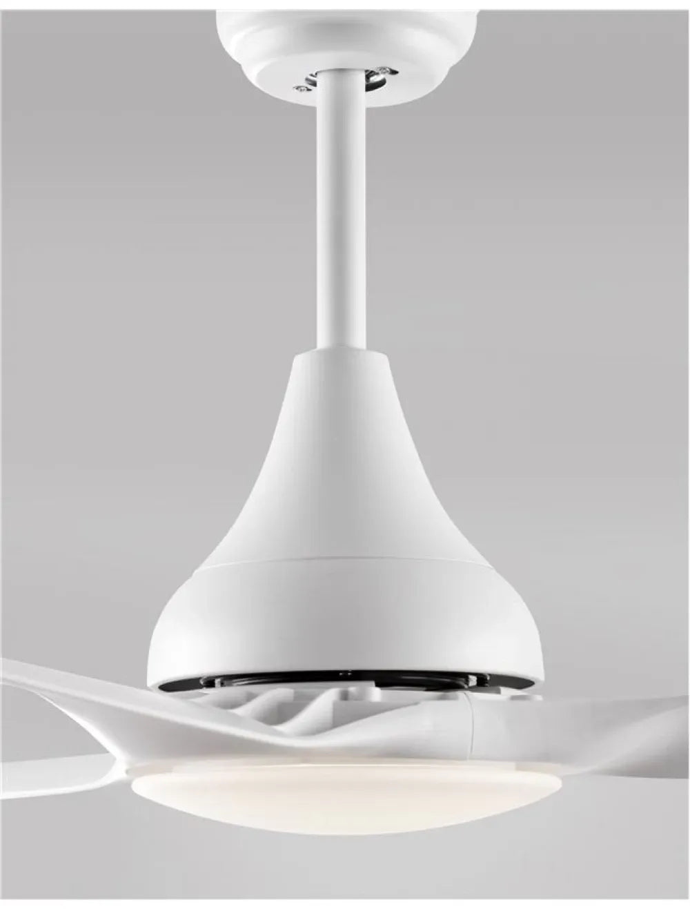 Ventilator structura din Metal Alb si abajur din Sticla Alb H35-48xL122cm IP20 18W 650lm 3000k SAMOA
