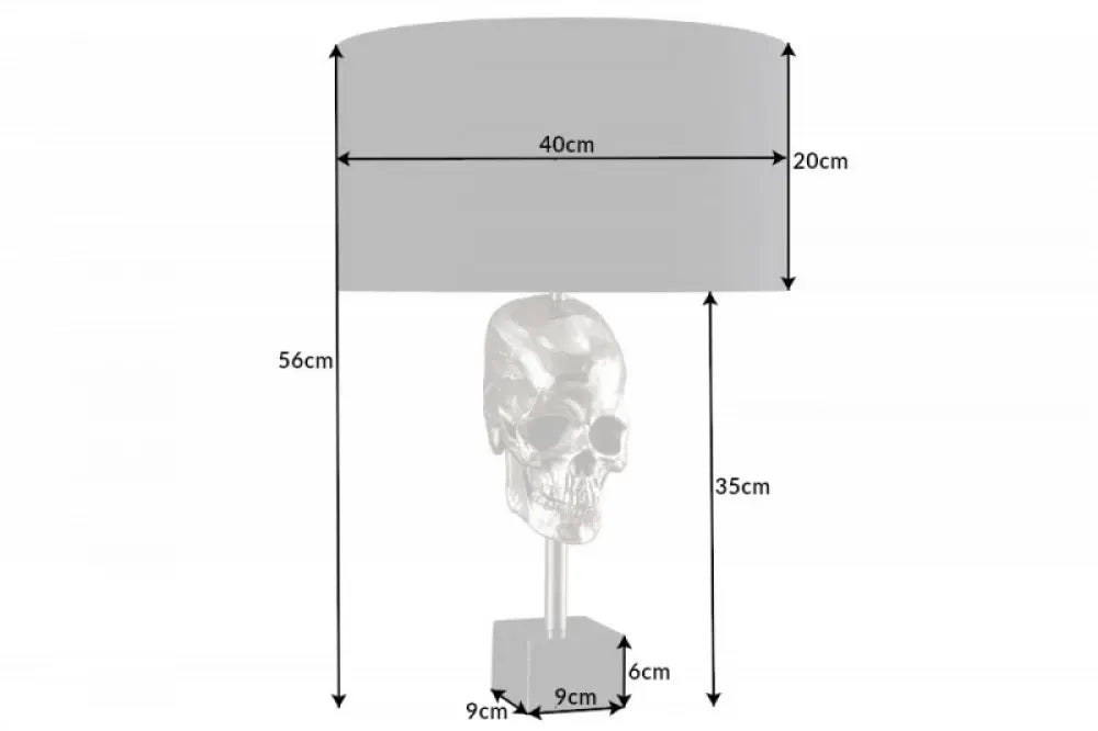 Veioza din Metal Argintiu si Bumbac Negru H56xD40cm Skull