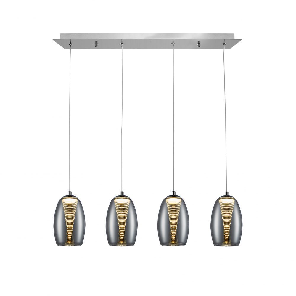 Lustra dreptunghiulara cu inaltime reglabila din Sticla Transparent cu LED  L72x12xH120cm Nebula