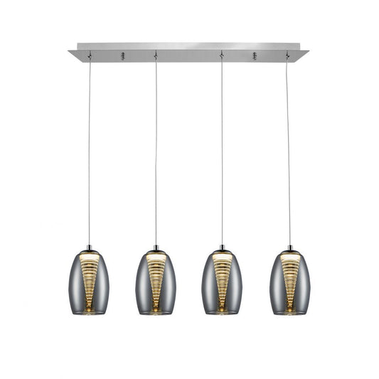Lustra dreptunghiulara cu inaltime reglabila din Sticla Transparent cu LED  L72x12xH120cm Nebula