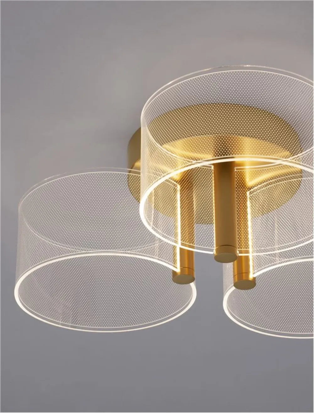 Plafoniera structura din Metal Auriu si abajur din Acrilic Transparent H15.2xL44cm IP20 20W 950lm 3000k GATLIN