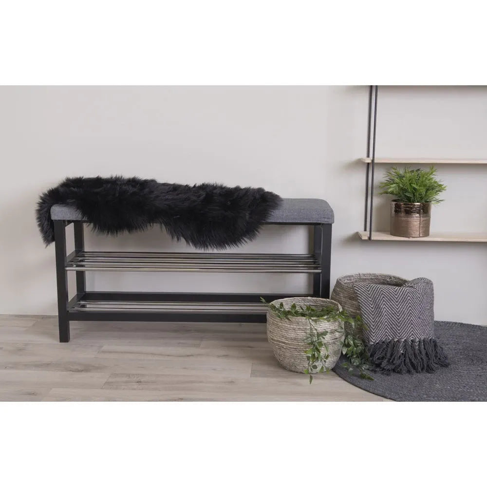 Blanita sintetica decorativa Negru 85x50cm Lambskin Artificial