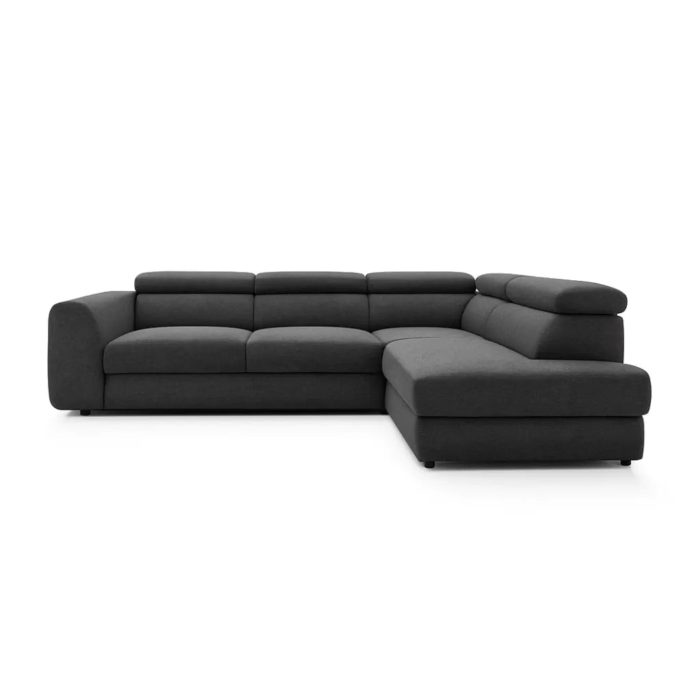 Coltar Extensibil cu spațiu depozitare in formă L Bergamo II catifea Vogue gri inchis