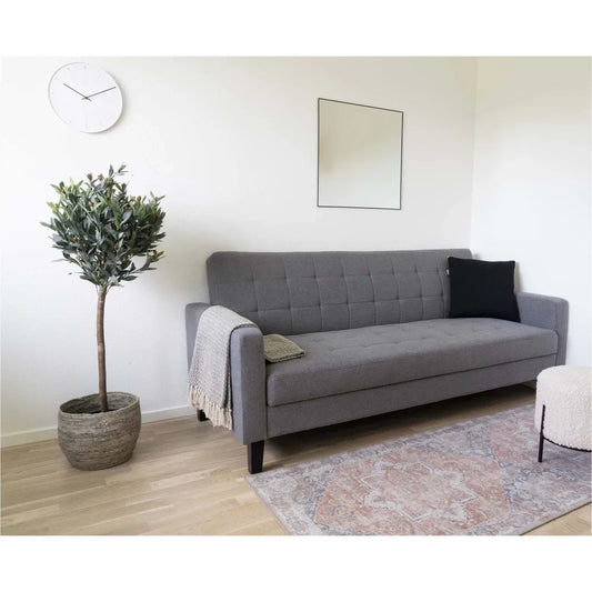 Canapea cu functie pat si spatiu depozitare tapitata cu Stofa Gri L204xH81cm Milton