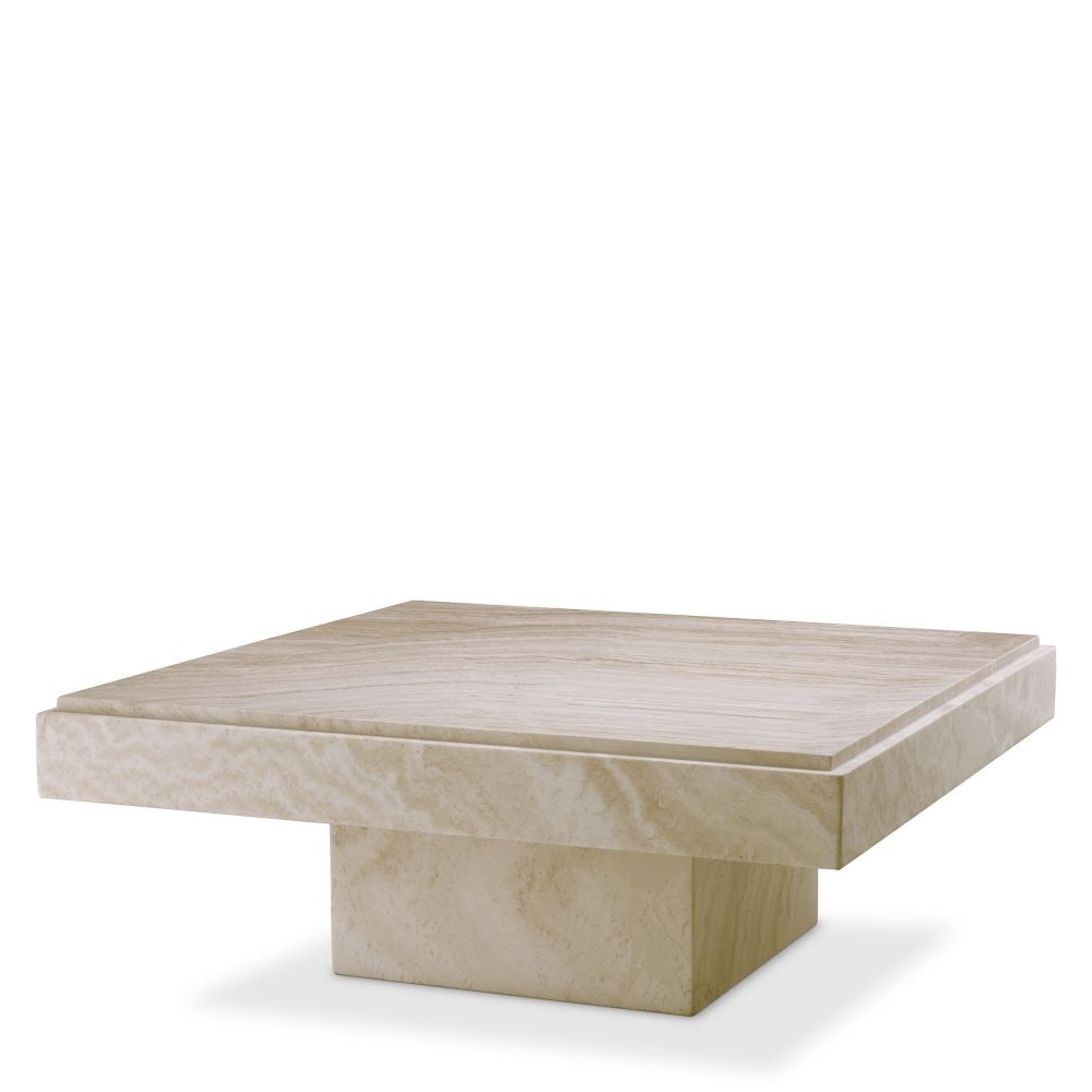 Masuta de cafea Patrata din Travertin Bej L83xH32cm Sartoria