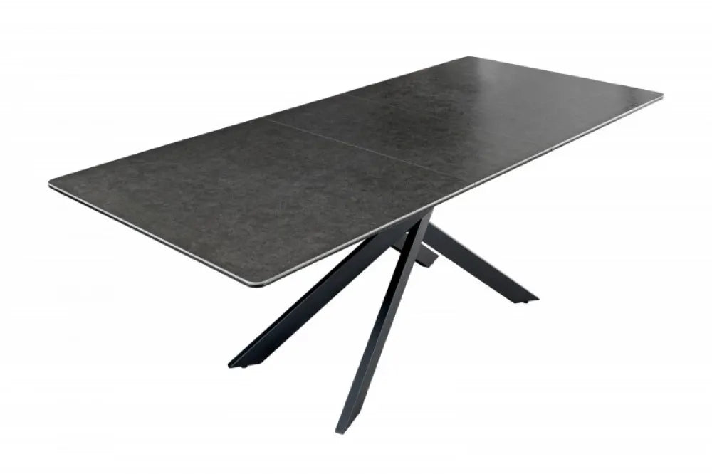 Masa extensibila Dreptunghiulara de 6-8 persoane din Ceramica Gri Antracit si Metal Negru L160-200xH76cm Alpine