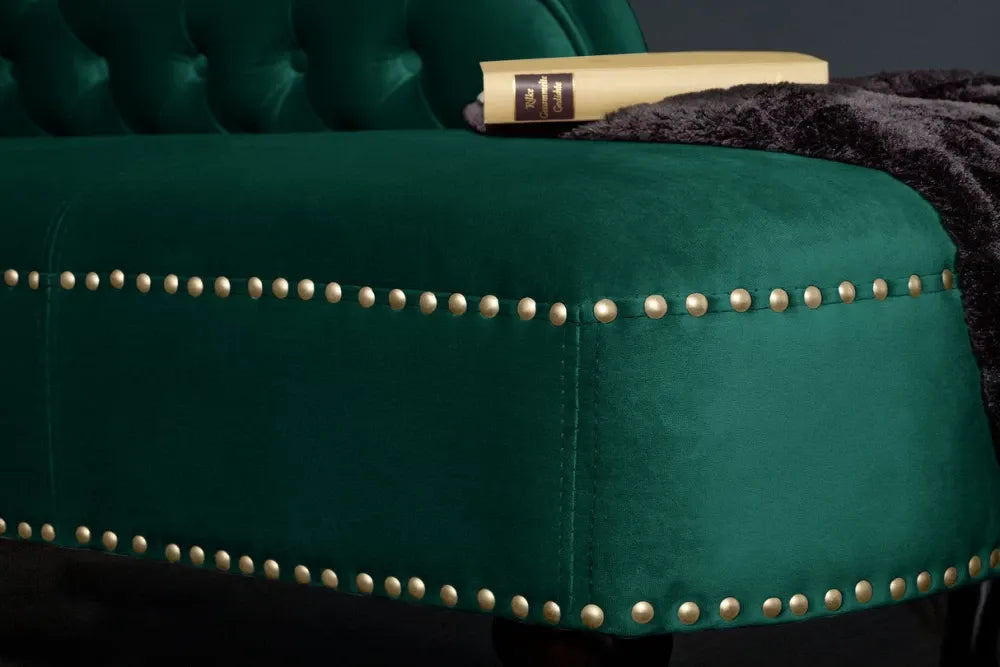 Sezlong tapitat cu Catifea Verde L170cm Chesterfield