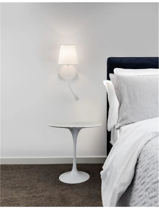 Aplica de perete structura din Aluminiu Alb si abajur din Textil Alb H30xL19cm IP20 3W 180lm 3000k NIA