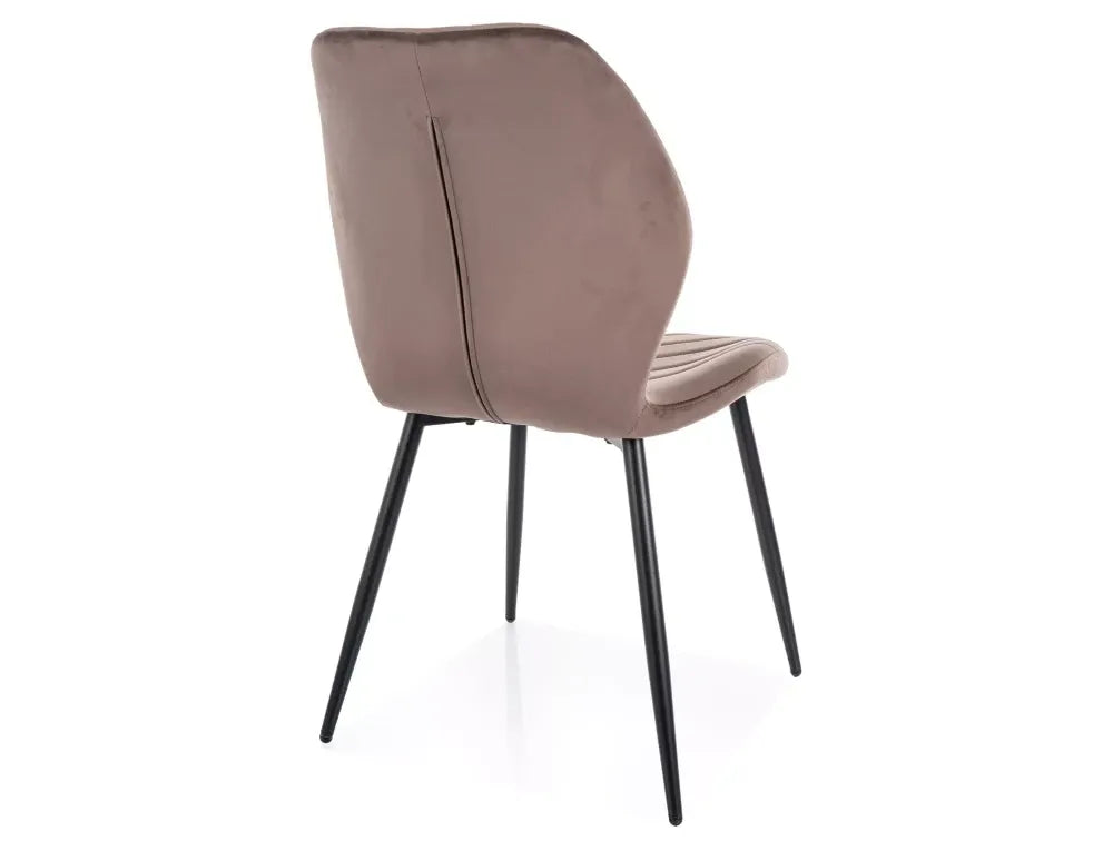 Set 2 scaune din Catifea Maro cappuccino si Metal Negru Hx86Lx48xA56cm Mike