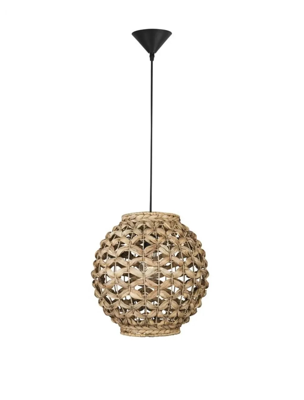Pendul structura din Metal Negru si abajur din Ratan Bej H215xL30.5cm IP20 GRIFFIN