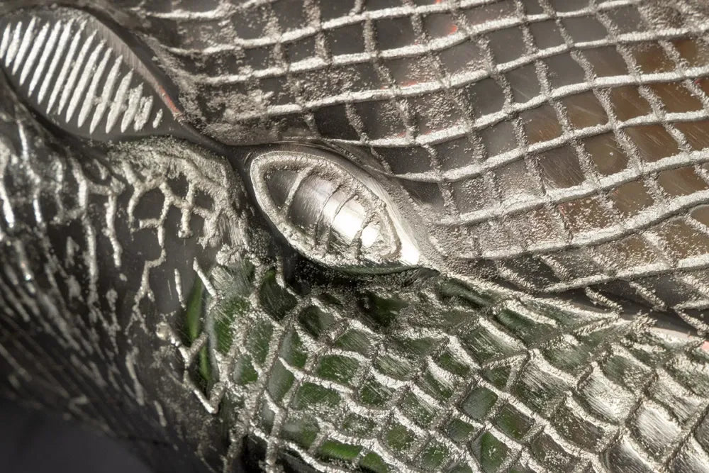 Masuta suspendata din Sticla securizata Transparent si Metal Argintiu L46xH24cm Wildlife crocodile