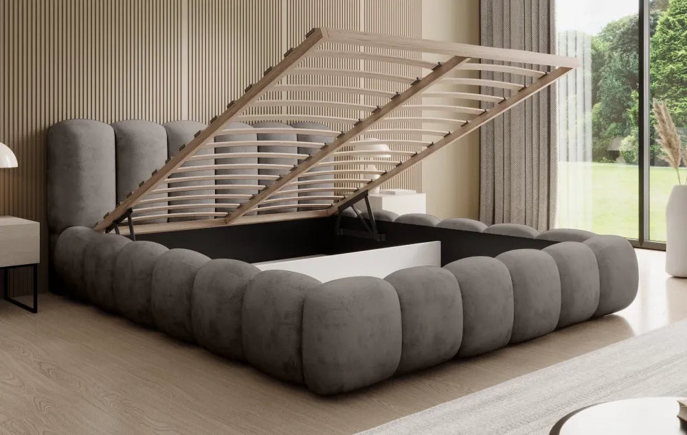 Pat 140x200cm tapitat cu Chenille Gri inchis Dallas