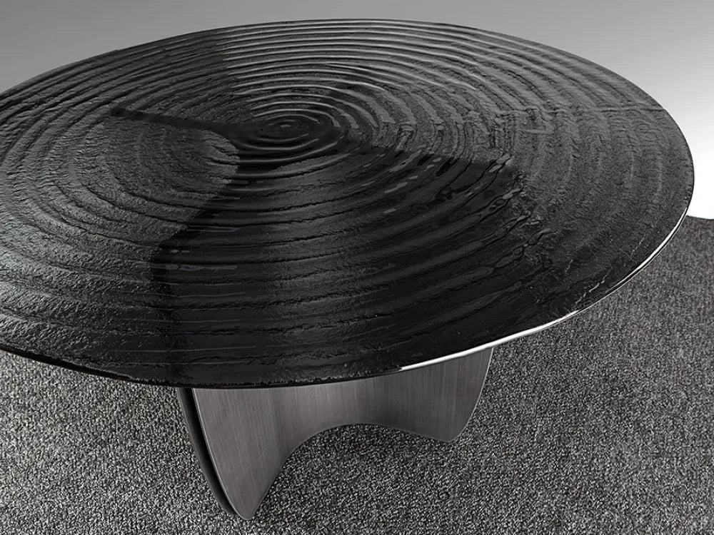 Masa rotunda din Metal Gri si Sticla Gri D150xH75cm Night