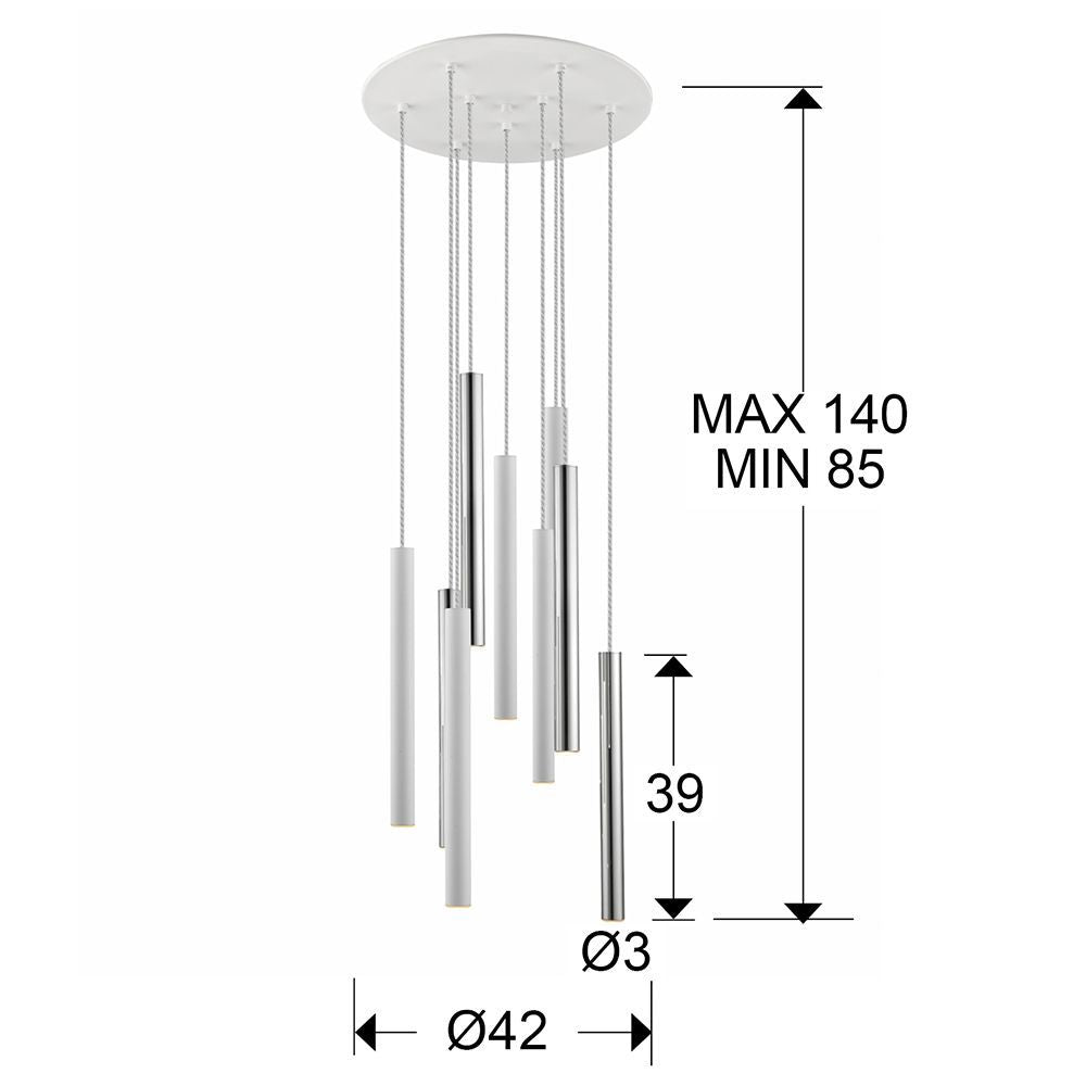 Lustra rotunda cu inaltime reglabila din Metal Alb/Argintiu cu LED  D42xH140cm Varas