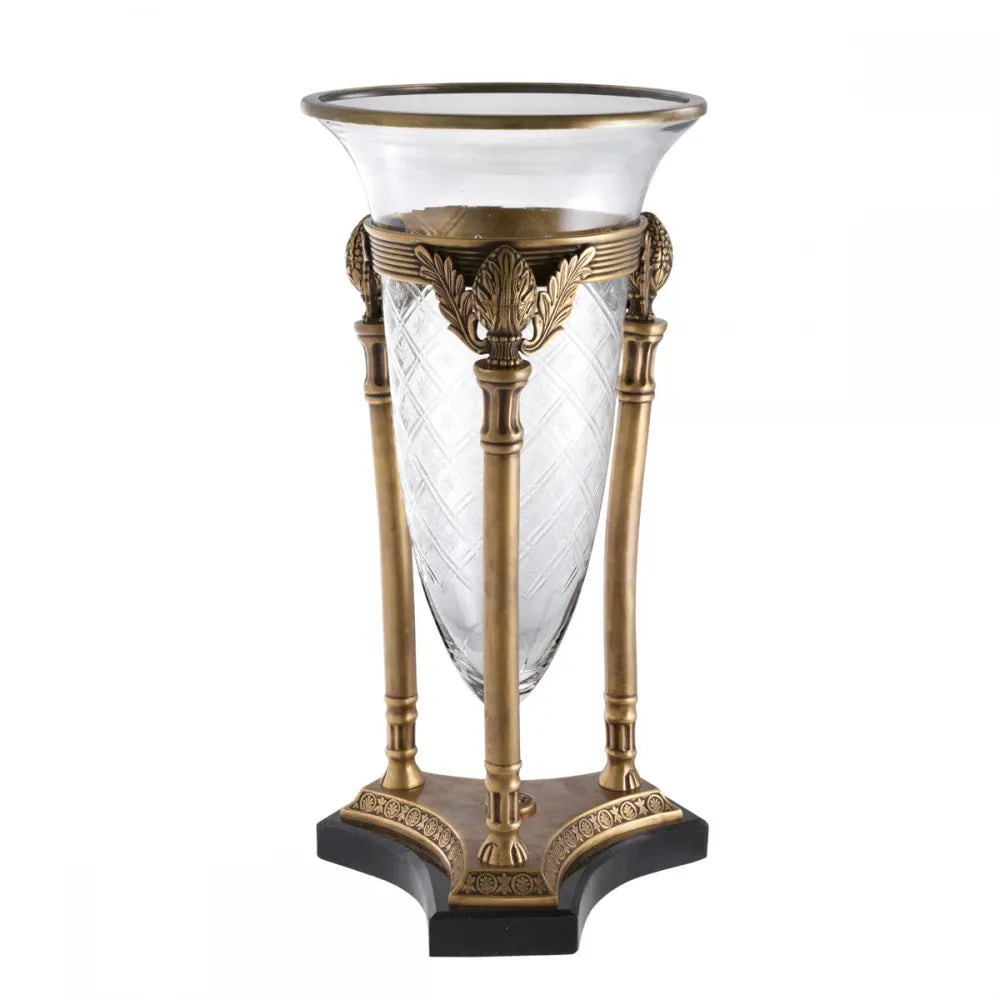 Vaza decorativa din Metal/Granit/Sticla Alama/Negru/Transparent D25.5cm Rothschield Eichholtz