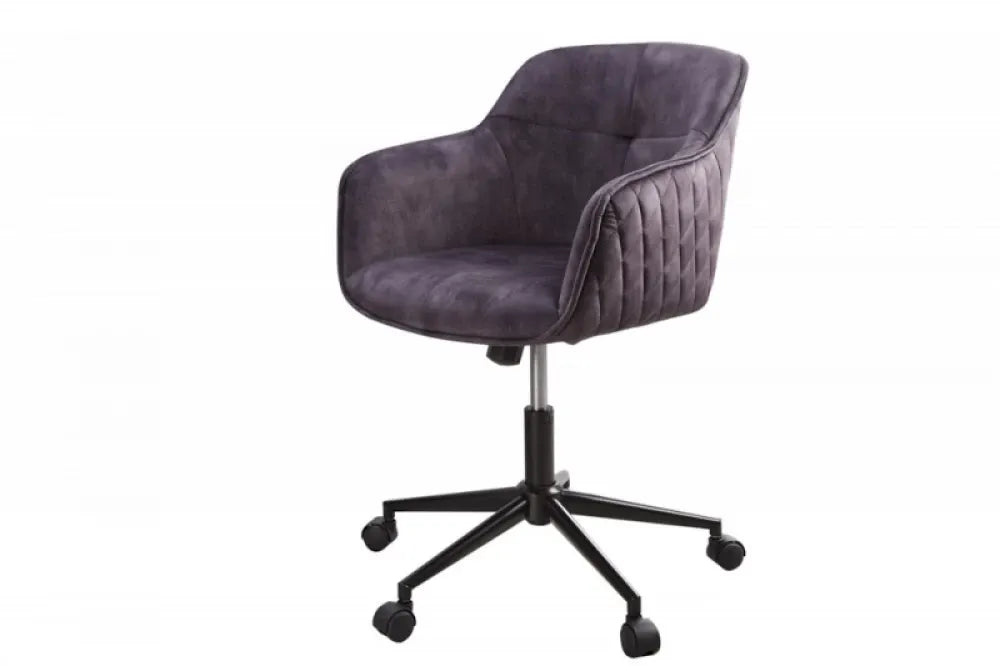 Scaun de birou cu inaltime reglabila tapitat cu Catifea Gri inchis cu picioare din Metal Negru H81-90xL58xA60cm Euphoria