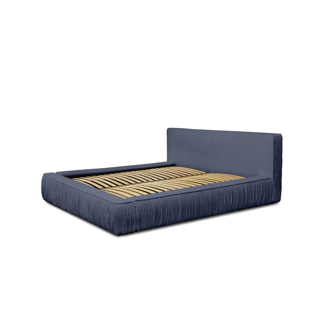 Pat 160x200cm tapitat cu Chenille Albastru Naomi