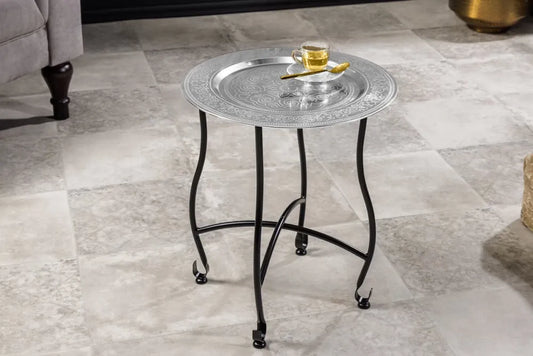 Masuta laterala cu blat detasabil din Metal Negru L41xH48cm Marrakesh