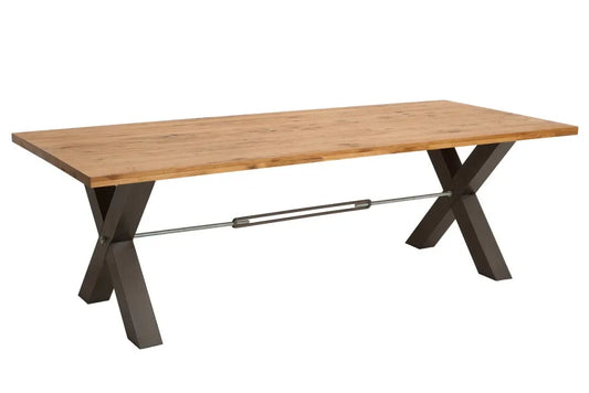 Masa din Lemn de stejar Maro si Metal Negru L240xH76cm Thor