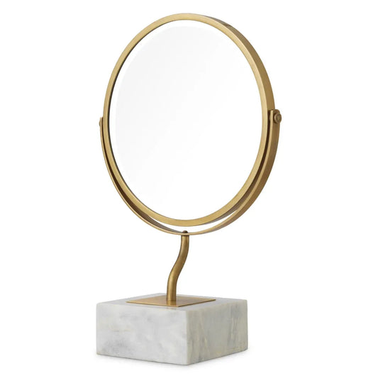 Oglinda de masa din Metal/Marmura Alama/Alb L42.5xH63cm Jovanni Eichholtz