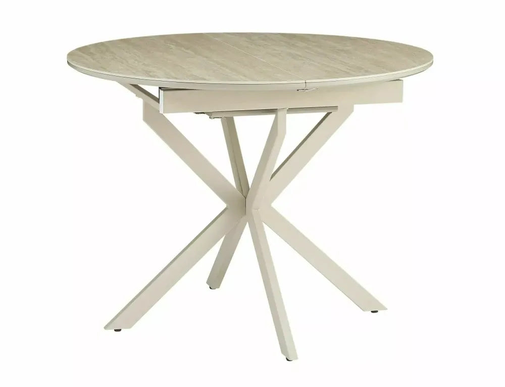 Masa extensibila din Metal Bej si MDF+Ceramica Bej lucios L100-130xH76cm Gaston